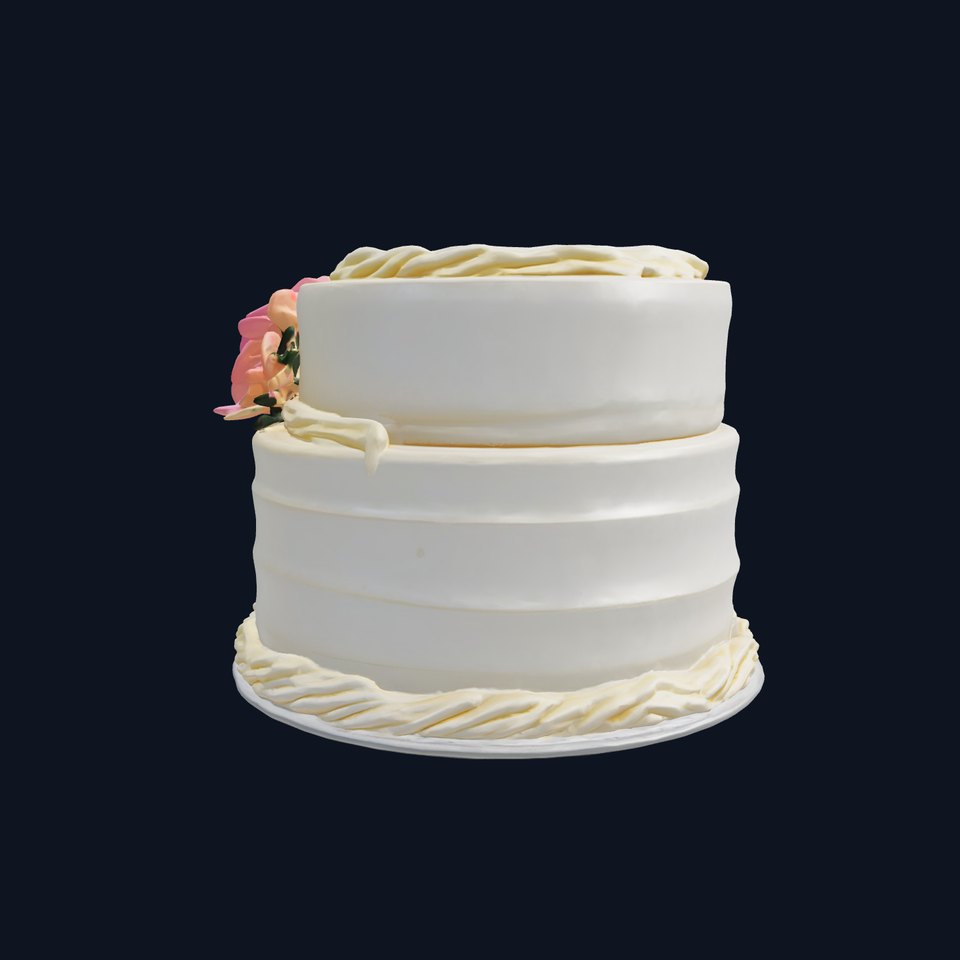 Elegant Vanilla Layer Cake with Piped Flowers model pack